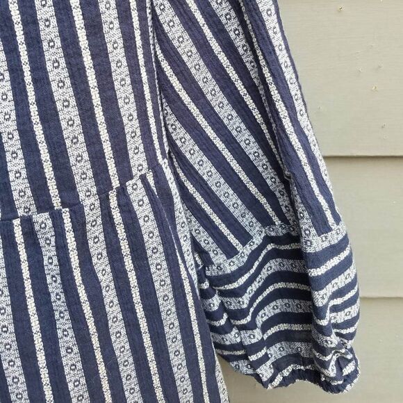 Christopher & Banks 3/4 Sleeve Blue Stripe Pop Over Size Large - Picture 4 of 11